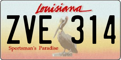 LA license plate ZVE314