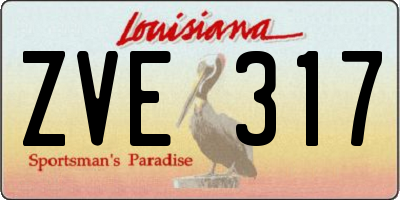 LA license plate ZVE317