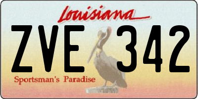 LA license plate ZVE342