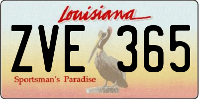 LA license plate ZVE365