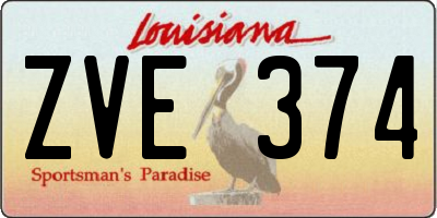 LA license plate ZVE374