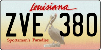LA license plate ZVE380