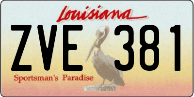 LA license plate ZVE381