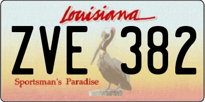 LA license plate ZVE382