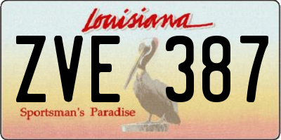 LA license plate ZVE387