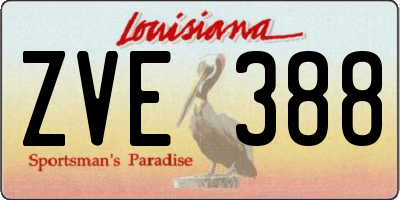 LA license plate ZVE388