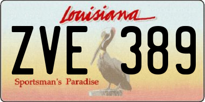 LA license plate ZVE389