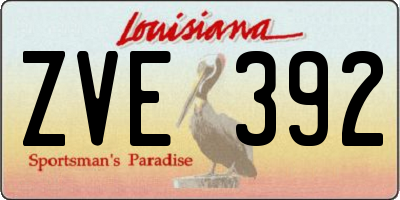 LA license plate ZVE392