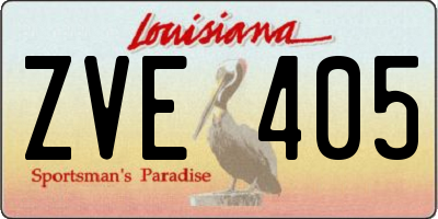 LA license plate ZVE405