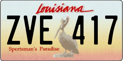 LA license plate ZVE417