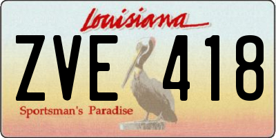 LA license plate ZVE418