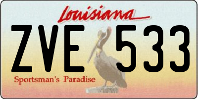 LA license plate ZVE533