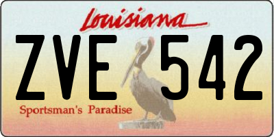 LA license plate ZVE542