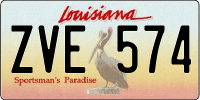 LA license plate ZVE574