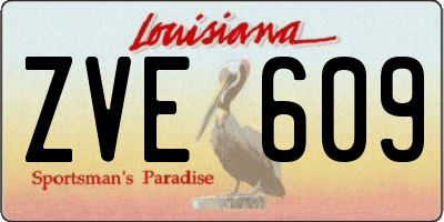 LA license plate ZVE609