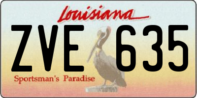 LA license plate ZVE635