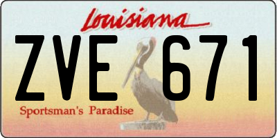 LA license plate ZVE671