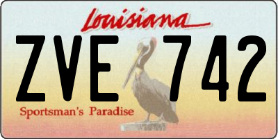 LA license plate ZVE742