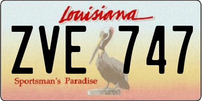 LA license plate ZVE747