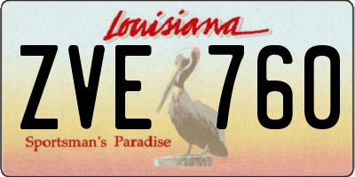 LA license plate ZVE760