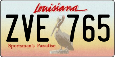 LA license plate ZVE765