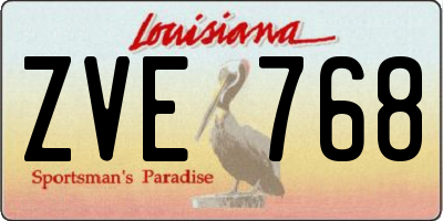 LA license plate ZVE768