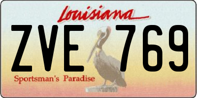 LA license plate ZVE769