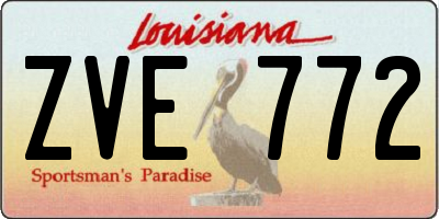 LA license plate ZVE772