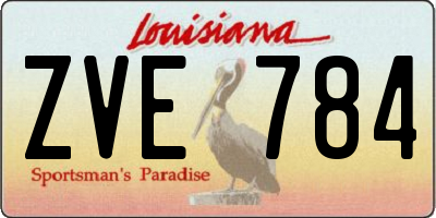 LA license plate ZVE784