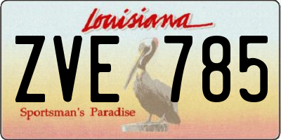 LA license plate ZVE785