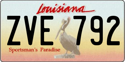 LA license plate ZVE792