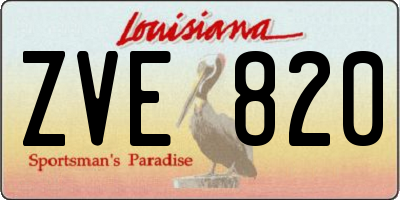 LA license plate ZVE820