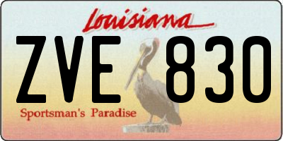 LA license plate ZVE830