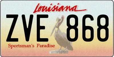 LA license plate ZVE868