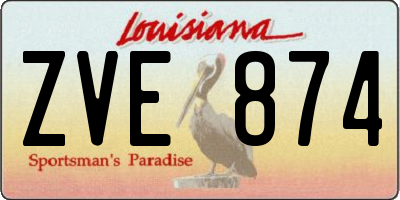 LA license plate ZVE874