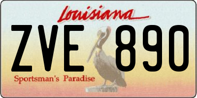 LA license plate ZVE890
