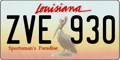 LA license plate ZVE930