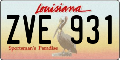 LA license plate ZVE931