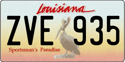 LA license plate ZVE935
