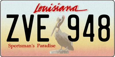 LA license plate ZVE948