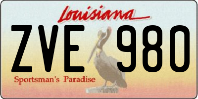 LA license plate ZVE980