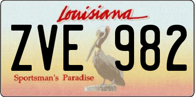 LA license plate ZVE982