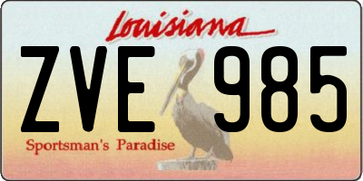 LA license plate ZVE985