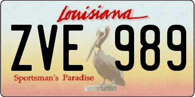 LA license plate ZVE989