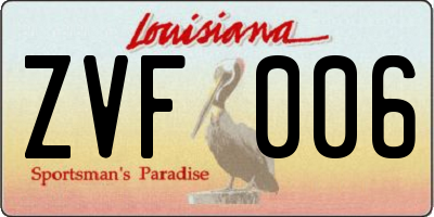 LA license plate ZVF006