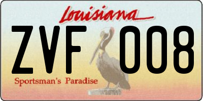 LA license plate ZVF008