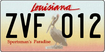 LA license plate ZVF012