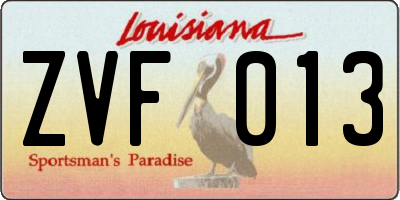 LA license plate ZVF013