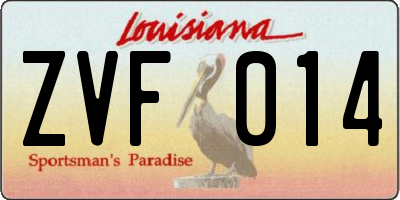 LA license plate ZVF014
