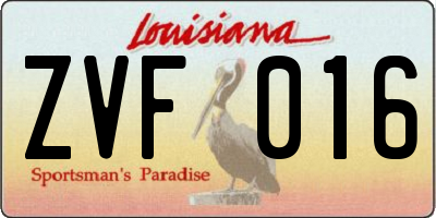 LA license plate ZVF016